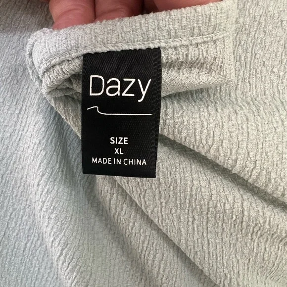 Light mint Asymmetrical Button Down Top - Picture 4 of 4